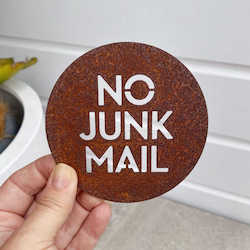 Corten Steel Art: No Junk Mail corten