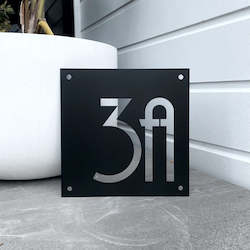 Custom steel square house number sign 20cm x 20cm