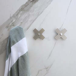 Outdoor wall hook cross, brushed stainless steel set of 3