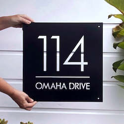Large square house number or address sign, 40cm square