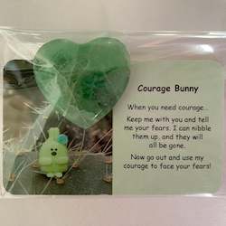 Courage Bunny Mental Wellbeing Card and Heart Crystal