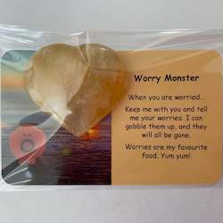 Positive Affirmation Cards Set Of 11 Designs: Worry Monster Mental Wellbeing Card and Heart Crystal