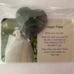 Happy Puppy Mental Wellbeing Card and Heart Crystal
