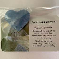 Encouraging Elephant Mental Wellbeing Card and Heart Crystal