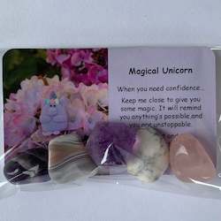 Magical Unicorn Mental Wellbeing Card and Tumble Crystals