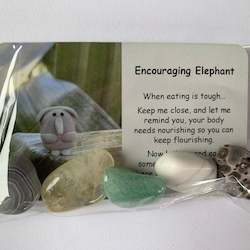 Encouraging Elephant Mental Wellbeing Card and Tumble Crystals