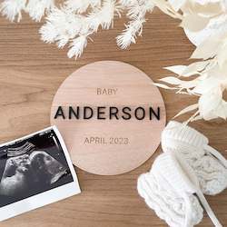 Wooden Pregnancy Announcement Disc - Print