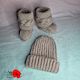 Warm Taupe High Top Booties & Beanie Set