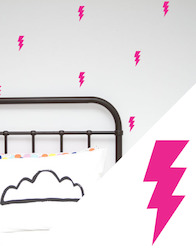 Wall Decals: Bright Pink Lightning Bolt Wall Stickers