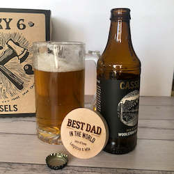Gifts: Personalised Best Dad Magnetic Round Wooden Bottle Opener