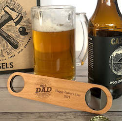Personalised No. 1 Dad Long Wooden Bottle Opener