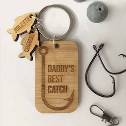 Daddy's Best Catch Rectangle Key Ring