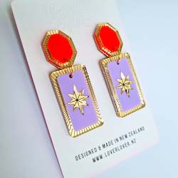 Statement Earrings: Moxie - Neon-red-Lilac