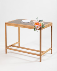 oak signing table + stool