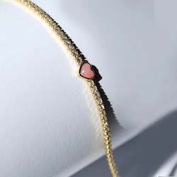 Coral Heart Diamond Tennis Bracelet