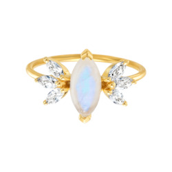 Rainbow Moonstone & Topaz Fly Away With Me Ring