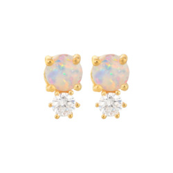Opal and Diamond Doublet Studs