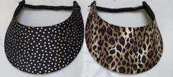 Sun Visors - Black with Gold Spots and Animal Print