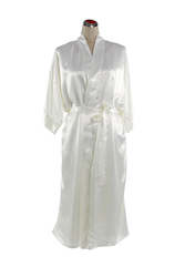 Silk Satin Kimono Robe - White