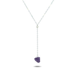 Jewellery: Lucia Drop | Sterling Silver Raw Amethyst Necklace