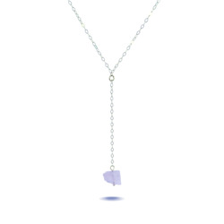 Lucia Drop | Sterling Silver Raw Rose Quartz Necklace