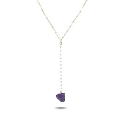 Lucia Drop | Gold Filled Raw Amethyst Necklace