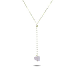 Jewellery: Lucia Drop | Gold Filled Raw Rose Quartz Necklace