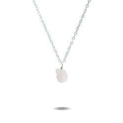 Lucia | Sterling Silver Raw Rose Quartz Necklace