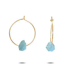 Lena | Gold Filled Aquamarine Hoop Earrings
