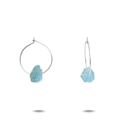 Jewellery: Lena Petite | Sterling Silver Aquamarine Hoop Earrings