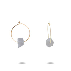 Jewellery: Lena Petite | Gold Filled Rose Quartz Hoop Earrings