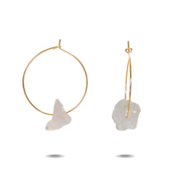 Lena | Gold Filled Raw Rose Quartz Hoop Earrings