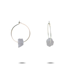 Lena Petite | Sterling Silver Rose Quartz Hoop Earrings