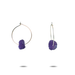 Jewellery: Lena Petite | Sterling Silver Amethyst Hoop Earrings