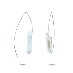 Lorelai | Sterling Silver Quartz Point Hook Earrings