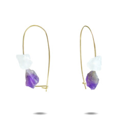 Lillian | Gold Filled Amethyst + Rose Quartz Drop Earrings