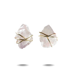 Larna | Gold Filled Raw Rose Quartz Stud Earrings
