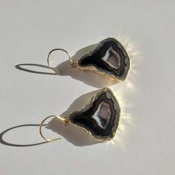 Raven Gold Geode Earrings