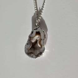 Pecan Silver Geode Necklace