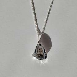 Dalmation Silver Geode Necklace