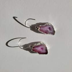Taffy  Silver Geode Earrings