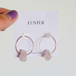 Jewellery: Limited Edition | Rose Quartz Rose Gold Filled Hoops