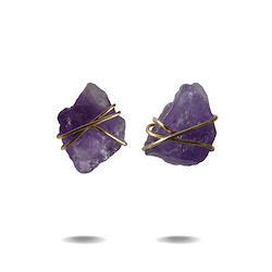 Larna | Gold Filled Amethyst Wrapped Studs