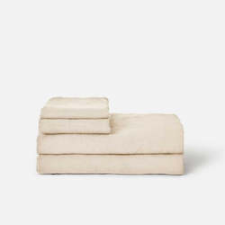 Furniture: Chambray Linen Flat Sheet - Oatmeal
