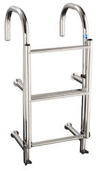 Stainless Steel 290mm wide 4 tread round step thru ladder angled transom