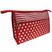 Cosmetic Bag Stripe/Spots - Red