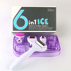 DRSÂ® 6 In 1 ICE Microneedle Derma Roller Kit (2 Rollers + Stamp + Ice Roller + Extras)
