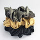Midi Silk Scrunchies - 3 Pack (black, gold, charcoal)