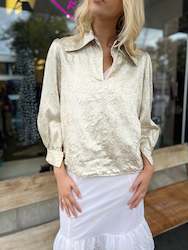 1970's gold lame lined blouse