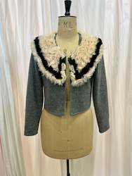 Stella McCartney grey silk cotton ruffle jacket